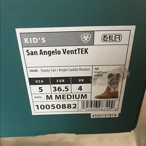 Ariat Kid's VentTEK Boots in Tan and Blue